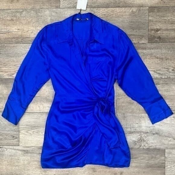 ZARA BLOGGER FAVE!!! V-Neck Short Dress with Self-Tie NWT - Picture 15 of 16